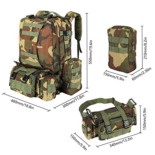 SHANNA Mochila Militar, Mochila Crossfit, Mochila Militar Tactica de 55 L para Senderismo al Aire Libre Camping Trekking Pesca Caza, Ejercito Verde