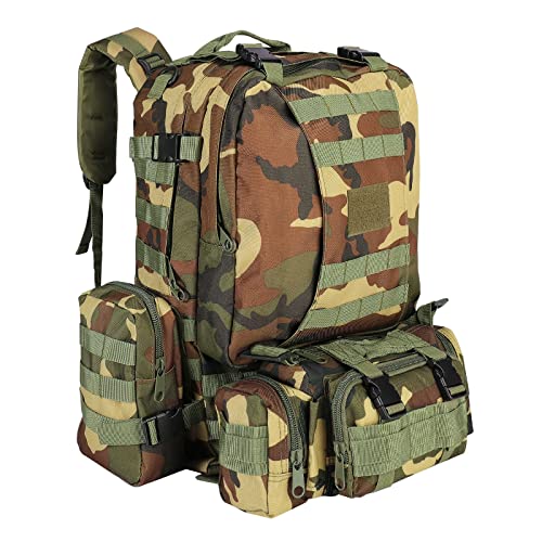 SHANNA Mochila Militar, Mochila Crossfit, Mochila Militar Tactica de 55 L para Senderismo al Aire Libre Camping Trekking Pesca Caza, Ejercito Verde