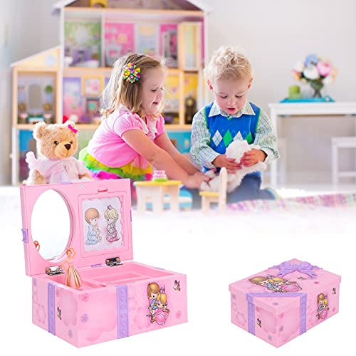 Shanrya Caja de Joyería de Música, Caja de Joyería de Música de Niña de Ballet Caja de Joyería de Música de Niña de Ballet Portátil para Almacenamiento de Accesorios de Regalo para Niños