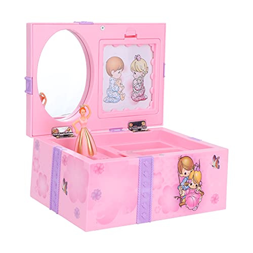 Shanrya Caja de Joyería de Música, Caja de Joyería de Música de Niña de Ballet Caja de Joyería de Música de Niña de Ballet Portátil para Almacenamiento de Accesorios de Regalo para Niños