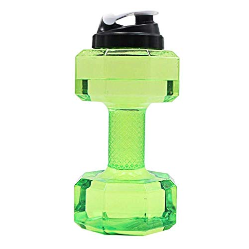 Shanyaid Bolsa de Agua Gym Dumbbell Kettle Sports Bottle 2.2 LDumbbells Large Water Bottle Sports Running Fitness Kettle Gym Water Bottle Cage Botella de Agua Deporte Combinación (Color : Green)