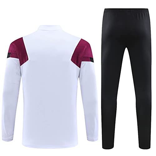 SHCOOCY Chándales de fútbol Portugal para hombre, chándal de entrenamiento de fútbol para club de fútbol PṢG chándal de manga larga para adultos Paris, primavera y otoño unisex (Blanco 2, s)