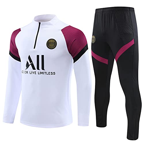 SHCOOCY Chándales de fútbol Portugal para hombre, chándal de entrenamiento de fútbol para club de fútbol PṢG chándal de manga larga para adultos Paris, primavera y otoño unisex (Blanco 2, s)