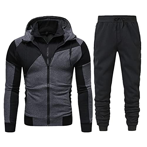 Sheey Chandal Hombre Completo Chandals Hombre Conjunto de Ropa Costura Cremallera Chándal Hombre Completo Deportivo Pantalones Abrigo Chaqueta Jersey para Primavera Otoño Invierno Trabajo