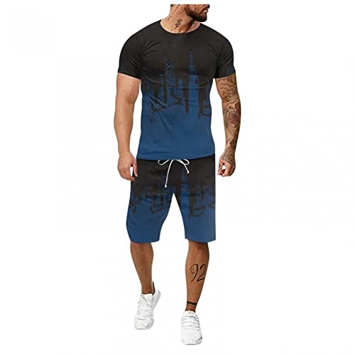 Sheey Verano Conjunto Chandal Hombre Completo Chándal de Futbol Camisas Shirt Manga Corta Camiseta, Fitness Talla Grande Playa Deportivas Conjunto Deportivo Hombre Gym Adolescentes