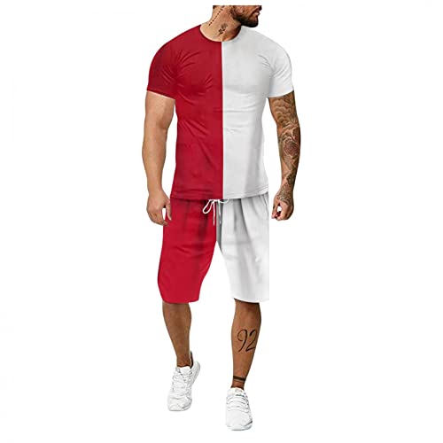 Sheey Verano Conjunto Chandal Hombre Completo Chándal de Futbol Camisas Shirt Manga Corta Camiseta, Fitness Tallas Grandes Playa Deportivas Conjunto Deportivo Hombre Gym Trabajo