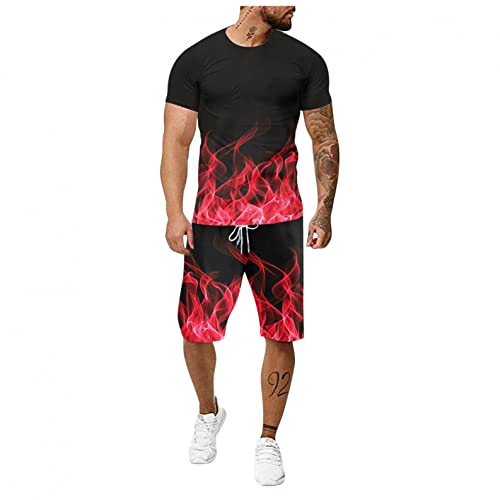 Sheey Verano Conjunto Chandal Hombre Completo Chándal de Futbol Camisas Shirt Manga Corta Camiseta,Moda Paris Talla Grande Playa Deportivas Conjunto Deportivo Hombre Gym Campaña