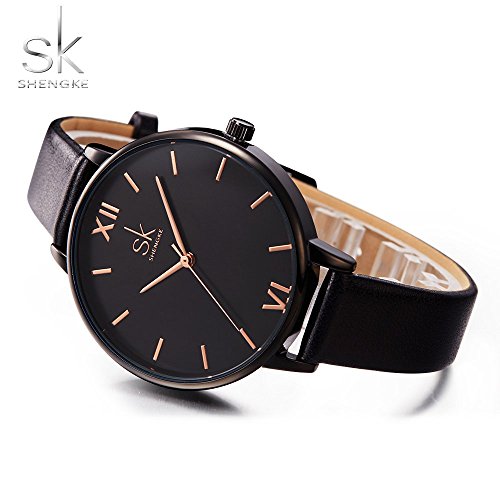 SHENGKE shengke señoras Reloj de Pulsera Creativas Mujeres Relojes Marca Reloj Mujeres Malla Vestido Reloj(K0039L-Black)