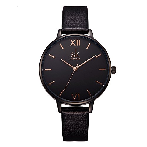 SHENGKE shengke señoras Reloj de Pulsera Creativas Mujeres Relojes Marca Reloj Mujeres Malla Vestido Reloj(K0039L-Black)