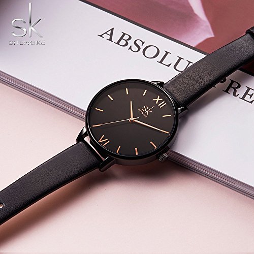 SHENGKE shengke señoras Reloj de Pulsera Creativas Mujeres Relojes Marca Reloj Mujeres Malla Vestido Reloj(K0039L-Black)