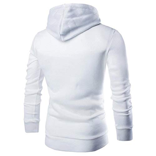 SHOBDW Hombres Sudadera con Capucha Otoño Invierno Cuello Alto de Gran Tamaño Tallas Grandes Camisetas de Manga Larga Remiendo Sólido tee Outwear Blusa Suéter(Blanco,3XL)