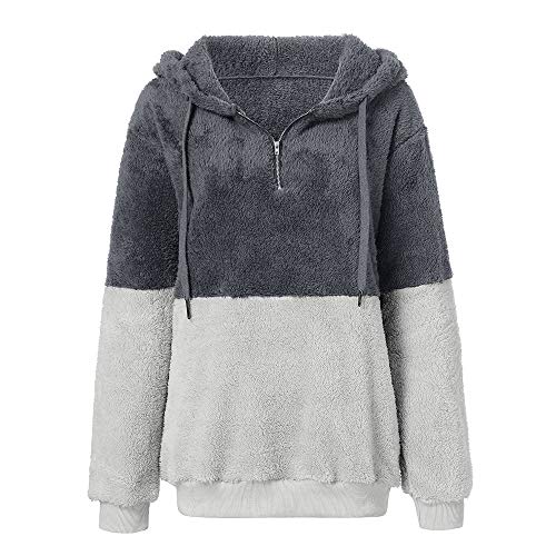 SHOBDW Liquidación Venta Mujer Sudadera con Capucha Suelta Tallas Grandes Jersey de Mujer Jersey otoño Invierno Manga Larga Remata Abrigo cálido (S, S-Gris)