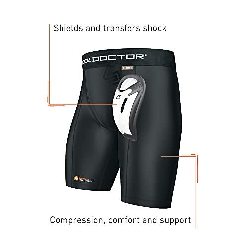 Shock Doctor Core Compression BioFlex Cup Pantalones Cortos para Atletismo, Hombre, Blanco, XXL