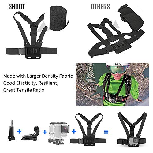 SHOOT Kit de Accesorios de Viaje al Aire Libre para GoPro Hero 8/7/6/5/5 Session/4/4 Session/3+/3 APEMAN/VICTURE/SJCAM/Xiaoyi Correa para el Pecho de la Cabeza + Barra Flotante