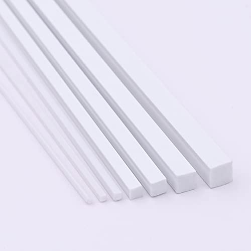 SHOUCAN Barra Cuadrada Sólida ABS Longitud 500 mm Longitud Lateral 1-4 mm Adecuado para La Fabricación De Modelos Arquitectónicos DIY Blanco,3×3×500mm (35pcs)