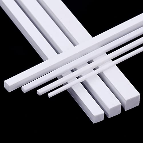 SHOUCAN Barra Cuadrada Sólida ABS Longitud 500 mm Longitud Lateral 1-4 mm Adecuado para La Fabricación De Modelos Arquitectónicos DIY Blanco,3×3×500mm (35pcs)