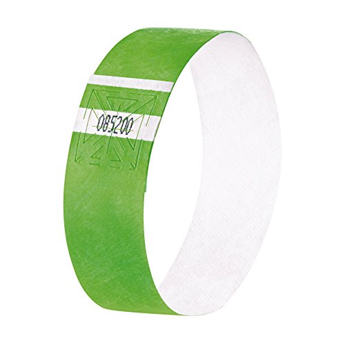 SIGEL EB212 120 Pulseras de identificación y control para eventos, personalizables, Super Soft 25,5 x 2,5 cm, verde neón