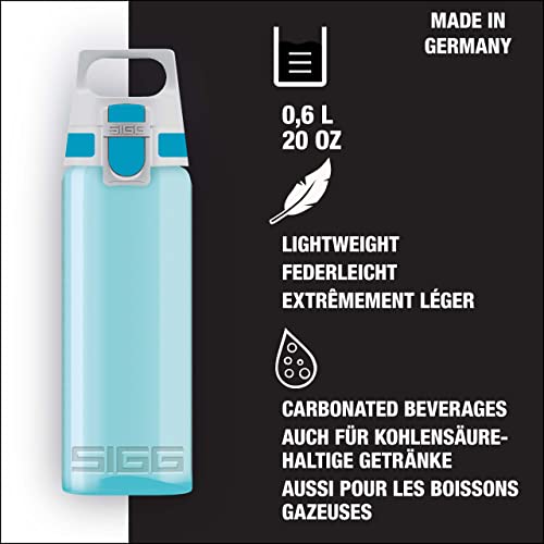 SIGG Total Color Aqua Botella cantimplora (0.6 L), botella hermética sin sustancias nocivas, botella resistente y ligera de plástico tritán