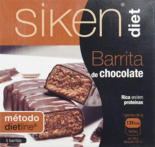 Siken Diet - Barrita Sabor Chocolate con Proteínas para ayudarte a Controlar tu Peso - Estuche con 5 barritas de 36g, 180 g