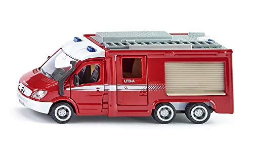 siku 2113 Camión de bomberos Mercedes-Benz Sprinter, Puertas funcionales, 1:50, Metal/Plástico, Rojo