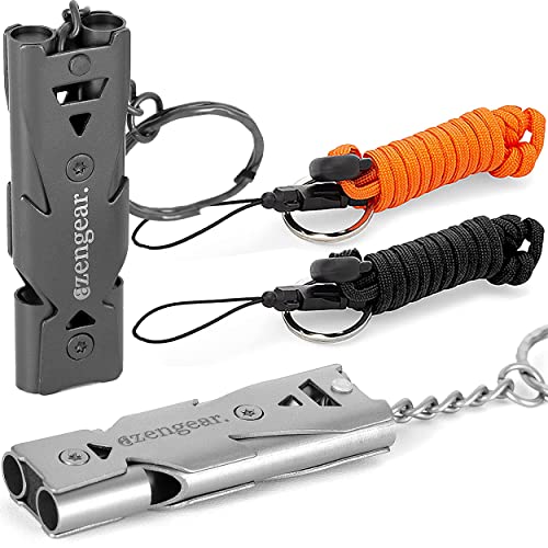 Silbato fuerte con paracord correa del acollador – fácil soplado, acero inoxidable – 150dB sonido nítido para emergencia, perro caminando en la oscuridad, seguridad, camping al aire libre (2 Silbidos)