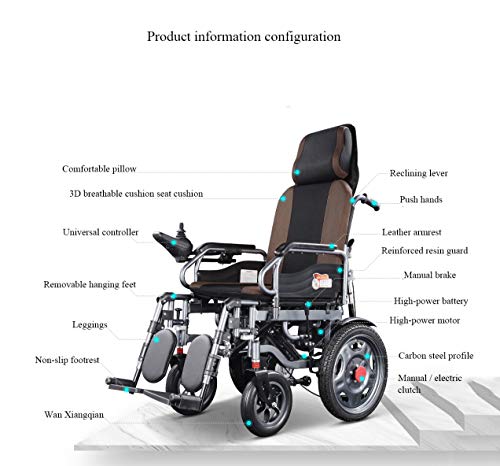 Silla De Ruedas Eléctrica , Batería 12Ah20AH Control De Dirección De 360 ​​°Silla Ruedas Eléctrica Plegable se Adapta a Cualquier Maletero del Coche, para Personas Mayores y discapacitadas,20A