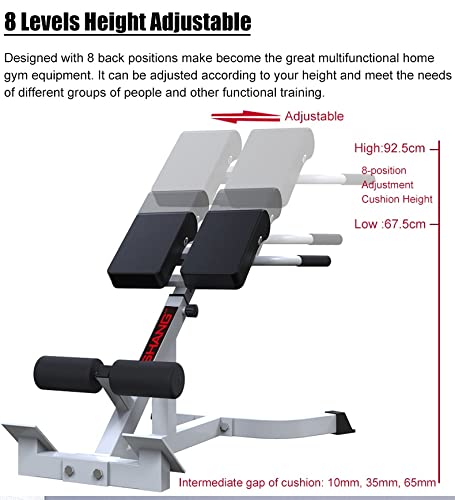 Silla Romana Banco de hiperextensión Silla romana para gimnasio en casa, Tarea pesada Ajustable Extensión de espalda Equipo de ejercicio para el ejercicio de entrenamiento abdominal, Blanco, Cargas 44