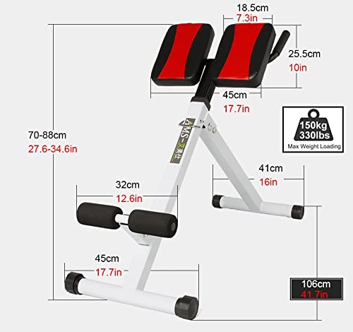 Silla Romana Hiperextensión Silla romana para gimnasio en casa, Máquina de prensa de piernas ajustable, Plegable Extensión de espalda Equipo de banco para el ejercicio de entrenamiento abdominal, blan