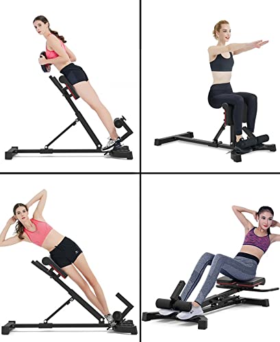 Silla Romana Plegable Silla romana para gimnasio en casa, Tarea pesada Banco de hiperextensión Extensión de espalda Equipo de ejercicio para el ejercicio de entrenamiento abdominal, Carga 330 libras