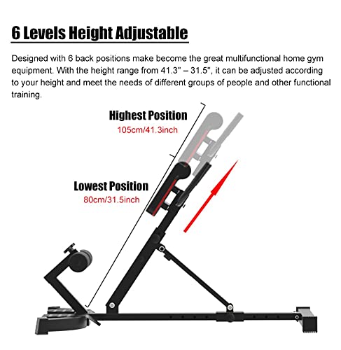 Silla Romana Plegable Silla romana para gimnasio en casa, Tarea pesada Banco de hiperextensión Extensión de espalda Equipo de ejercicio para el ejercicio de entrenamiento abdominal, Carga 330 libras