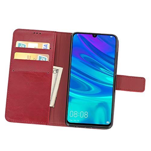 Simpeak Funda Compatible con Huawei P Smart 2019 / Honor 10 Lite, Funda Libro Compatible con Huawei P Smart 2019 Carcasa Compatible con P Smart 2019 Soporte Plegable/Ranuras, Rojo