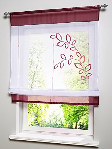 SIMPVALE - 1 Pieza Cortina Romana Hojas Estor Decorativo para Ventana para Cocina, baño y Dormitorio, diseño Floral, Púrpura, Ancho 80cm / Alto 100cm