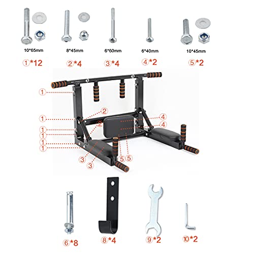 Sinbide Barras de Dominadas Pared Wall Pull Up Bar Barra de Tracción Workout Bar Barra de Tracción de Fitness Plegable Barra de Ejercicio para Espalda Gimnasio en Casa