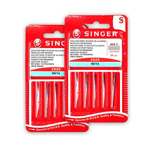 Singer Kit de 2 Paquetes de Agujas 804R 2020 90/14 Tejidos de Algodón para Máquinas de Coser 130/705 H