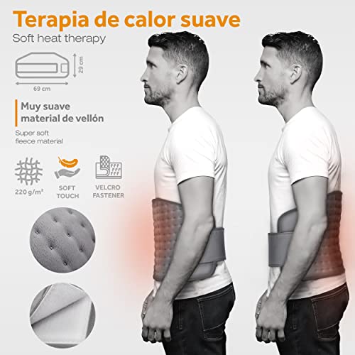 sinnlein Faja Lumbar para Espalda | Cinturón Térmico Abdominal, Cuello | Almohadilla Eléctrica con 3 Temperaturas y Apagado Automático | Alivio del Dolor | Correa Ajustable y Cierre de Velcro