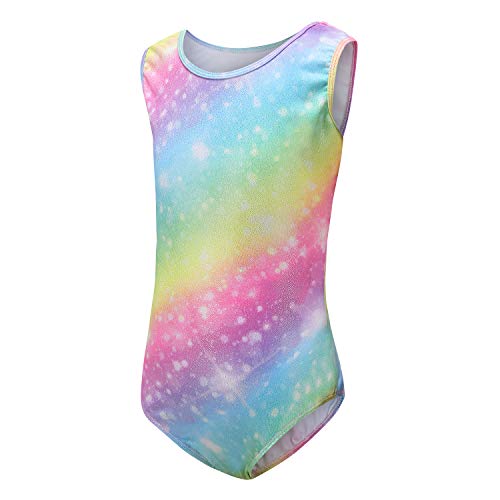 Sinoem Maillot de Gimnasia Leotardos Danza Ballet de sin Mangas 2-10 Años para Niña (Arco Iris- Manga Corta, 9-10 Años)