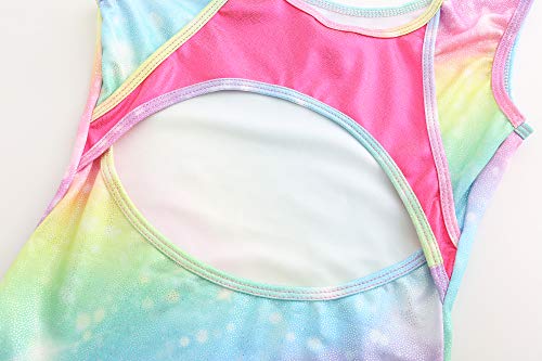 Sinoem Maillot de Gimnasia Leotardos Danza Ballet de sin Mangas 2-10 Años para Niña (Arco Iris- Manga Corta, 9-10 Años)