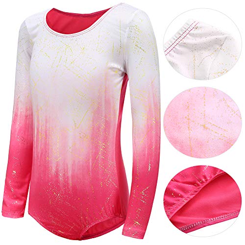 Sinoem Maillot de Gimnasia Leotardos Danza Ballet de sin Mangas 2-10 Años para Niña (Rosa -Manga Larga, 3-4 Años)