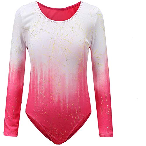 Sinoem Maillot de Gimnasia Leotardos Danza Ballet de sin Mangas 2-10 Años para Niña (Rosa -Manga Larga, 3-4 Años)