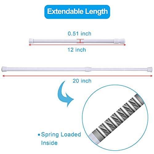 SIQUK 6 Piezas Barra para Armario Extensible Barra Ajustable Varilla Cortina Extensible para Armario Cortina Bricolaje (Blanco, 30-50cm)