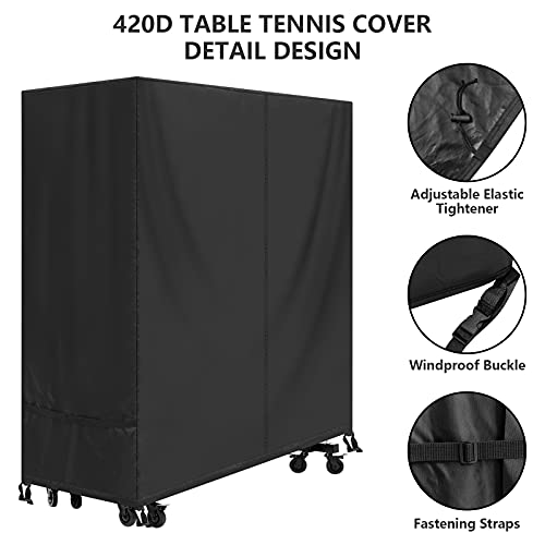 SIRUITON Tenis de Mesa Mesa Protectora Ping Pong Mesa Resistente al Agua Transpirable Funda Negro