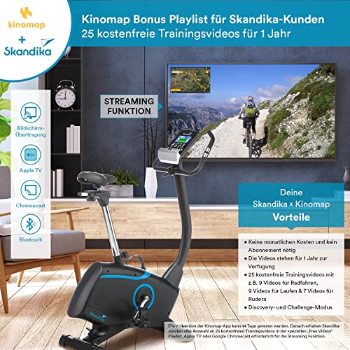 skandika Atlantis - ergómetro/Bicicleta estática - hasta 150 Kg - 12 programas - Ruedas de Transporte - Soporte Tableta