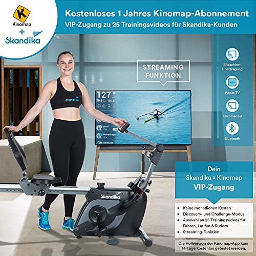 Skandika Vinur 3 en 1 - máquina de Remo ergonómica y reclinada - Plegable - 8 kg de Masa de inercia - Sistema de frenado magnético - multigimnasio para el hogar