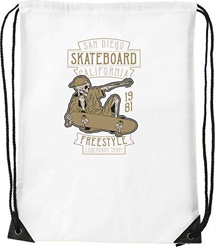 Skateboard Freestyle San Diego Skeleton Bolsa con cordón Saco Senderismo Gimnasio