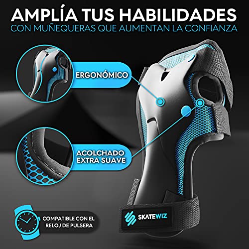 SKATEWIZ Protect-1 - Tamaño XS en Azul - muñeca Scooter - protección de la muñeca del Rodillo - protección del Rodillo de la niña - trotinette de protección Infantil