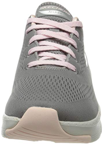 Skechers Arch Fit, Zapatillas Mujer, Gris (Gray Knit Mesh/Pink Trim Gypk), 37 EU