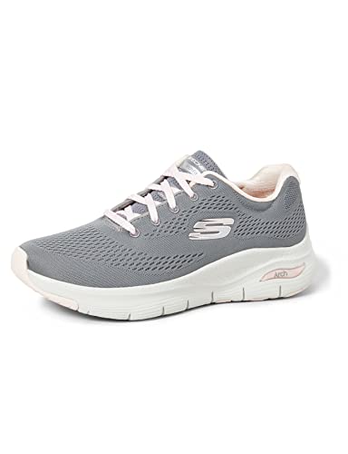 Skechers Arch Fit, Zapatillas Mujer, Gris (Gray Knit Mesh/Pink Trim Gypk), 37 EU