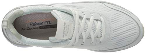 Skechers D'lux Walker, Zapatillas Bajas Mujer, Blanco (White & Silver Leather/White Mesh/Silver Trim Wsl), 39 EU