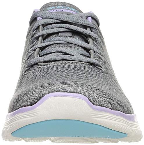 Skechers Flex Appeal 4.0 Brilliant View, Zapatillas Mujer, Gris (Gray/Lavender), 37 EU