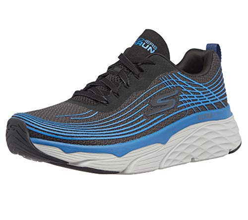 Skechers MAX Cushioning Elite-Brilliant, Sneaker Hombre, Black Black Textile Blue Synthetic Trim Bkbl, 42.5 EU